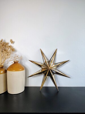 Vintage French Art Nouveau Deco Solid Mirror Star Resin Wall Decor Shabby
