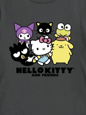 Hello Kitty 3 Personaggi Colorati - Camicia A Maniche Lunghe Juniores, Nera, Taglia S