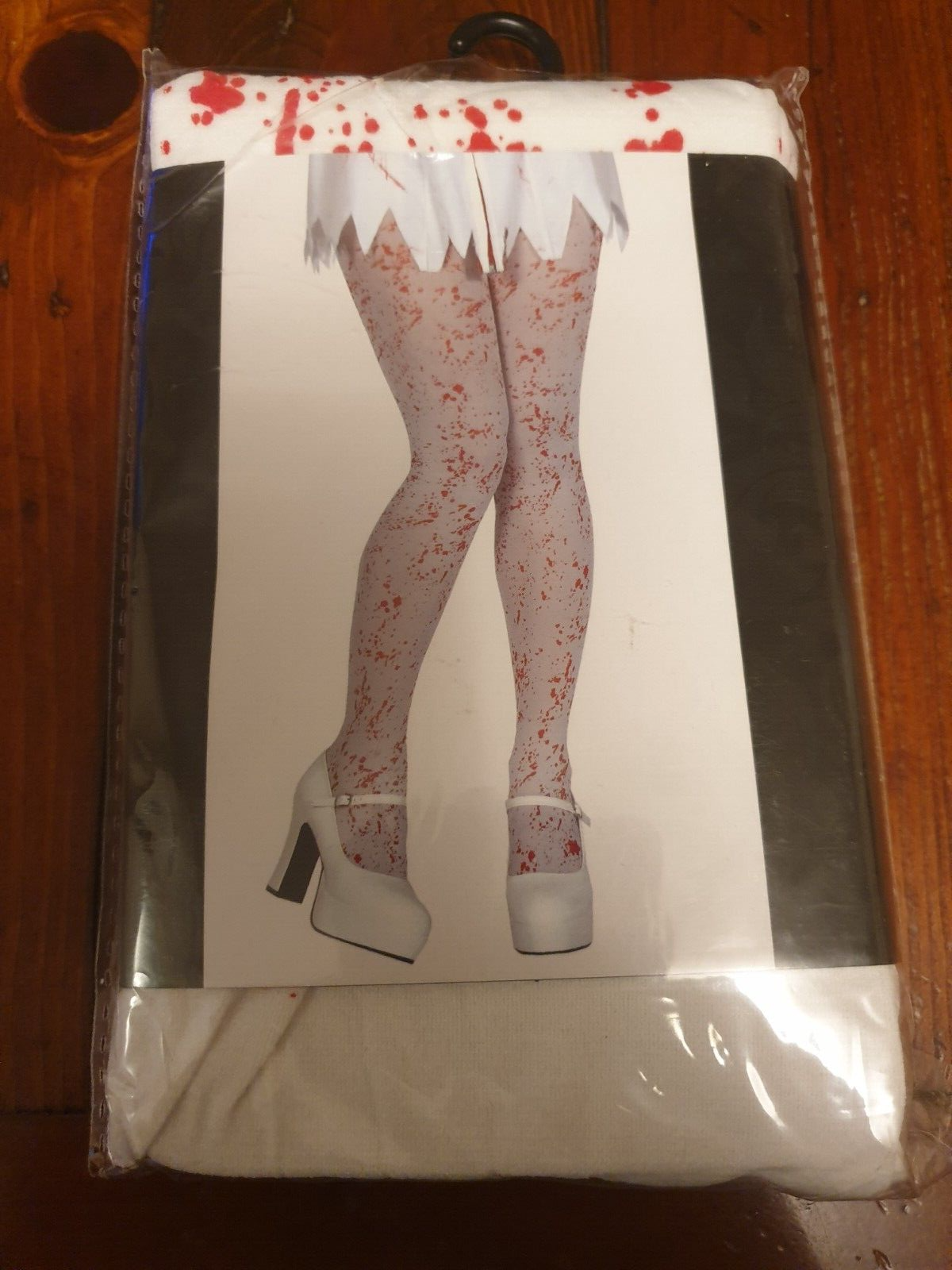 1  X HALLOWEEN FANCY DRESS BLOOD SPATTERED TIGHTS SCARY ONE SIZE - JUST £3.89