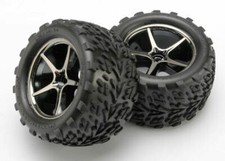 Traxxas Part 7174A Tires wheels assembled Black Talon E-Revo 1/16 New in package