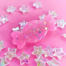 CANDY CUTIE HAIR CLIP PINK (KAWAII, DECORA KEI, FAIRY KEI, RESIN, HARAJUKU