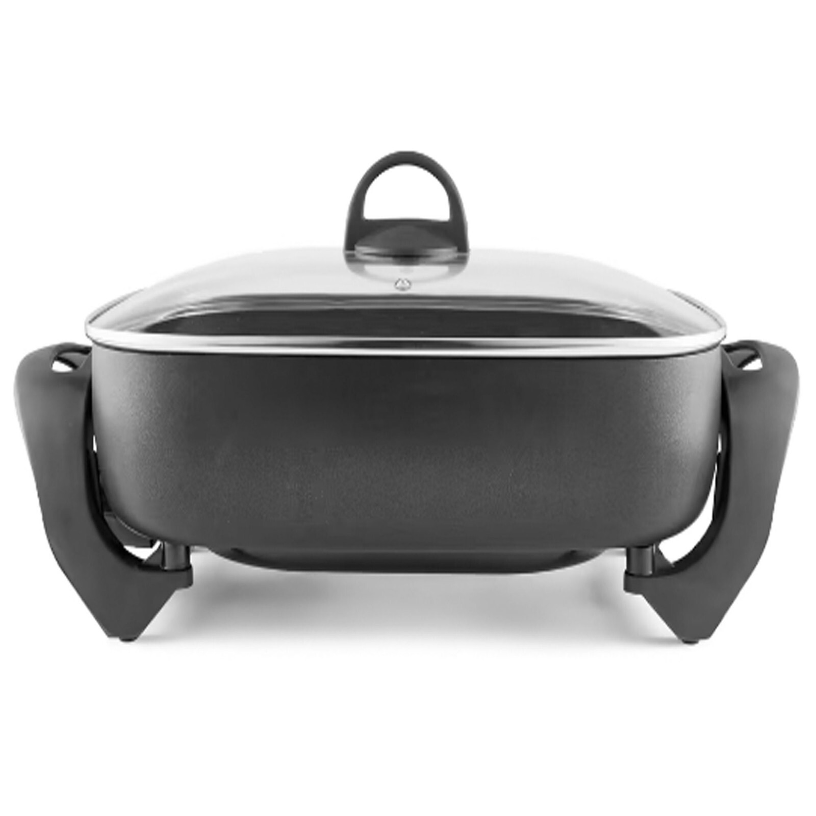 Electric Frypan Large Non Stick Frying Pan Cooker Glass Lid Nonslip