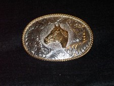 Western Silversmith Horse Head Belt Buckle. A Hand-engraved silver-plate beauty