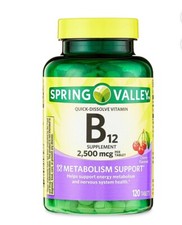 Spring Valley Vitamin B12 Quick Dissolve Tablets Supplement 2500 Mcg Cherry 120 