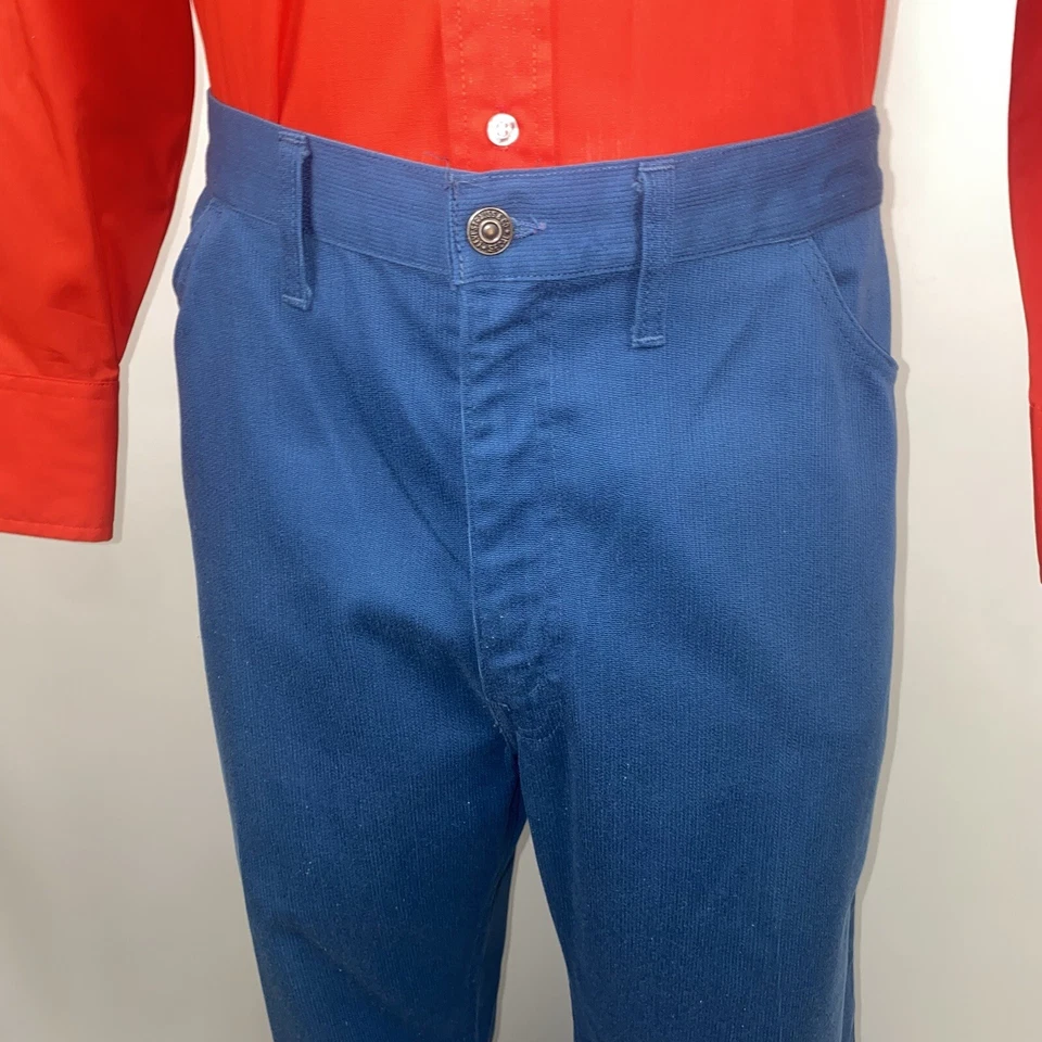 Calça Levis Vintage GRANDE E Sta Prest Levi’s Azul Perna Larga Disco Anos 70 Masculina 40 31 - Imagem 2 de 4