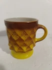 Vintage Anchor Hocking Kimberly 1970's Milk Glass Brown & Yellow Coffee Mug