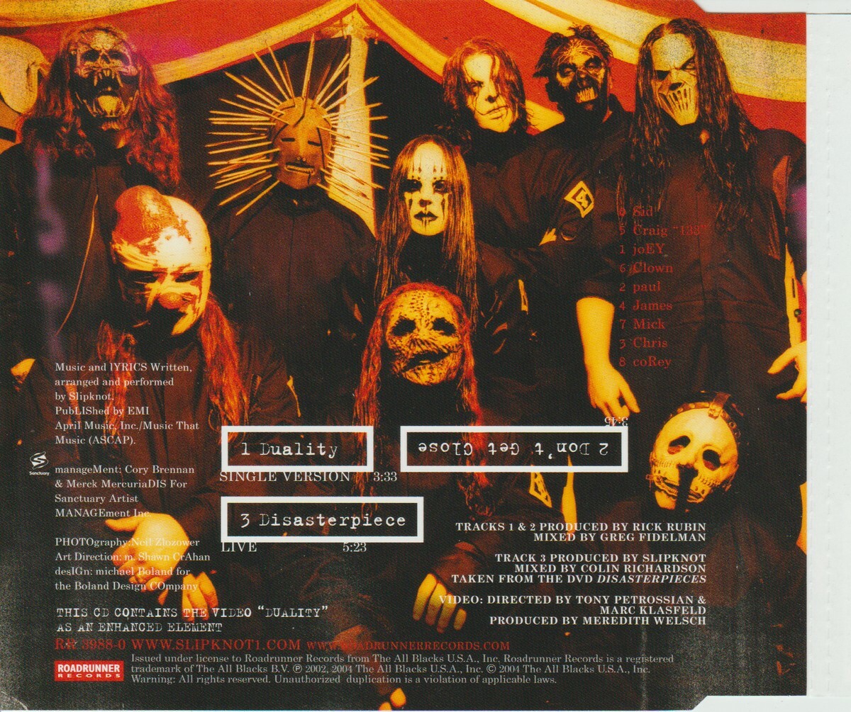 Slipknot - Duality (2004,Enhanced CD) NM | eBay