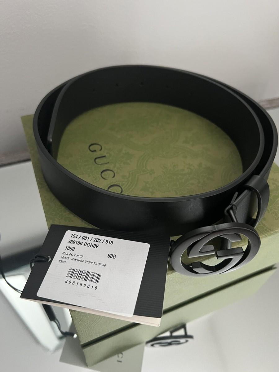 Gucci Black Leather Belt with Interlocking G Buckle UNISEX Gucci Black Leather Belt with Interlocking G Buckle UNISEX