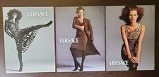 Lot 3 Print Ad Model Kate Moss VERSACE Couture-Cheetah Dress Leg 1990s 1996