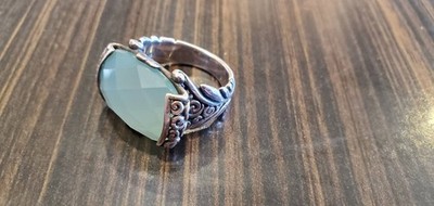 Blue Stone in Sterling Silver Ring 11gms Size 7 (marked .925)