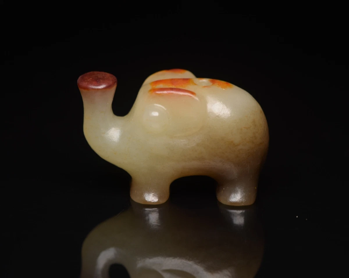 古董原始玉石古董中国大象雕像、雕像| eBay