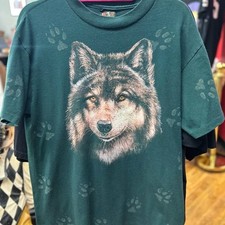 Vintage 3D Emblem Wolf AOP shirt. Single stitched.