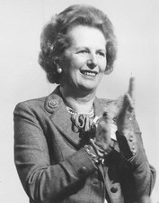 Prime Minister Margaret Thatcher applauds sentiments of one of her- Old Photo