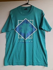 Vintage 1990s Florida Single Stitch Large Teal T-shirt 20x27.5