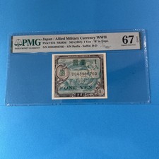 PMG Graded Japan/ Allied Military Currency WWII 1 Yen 1957 p67d Superb 67 EPQ