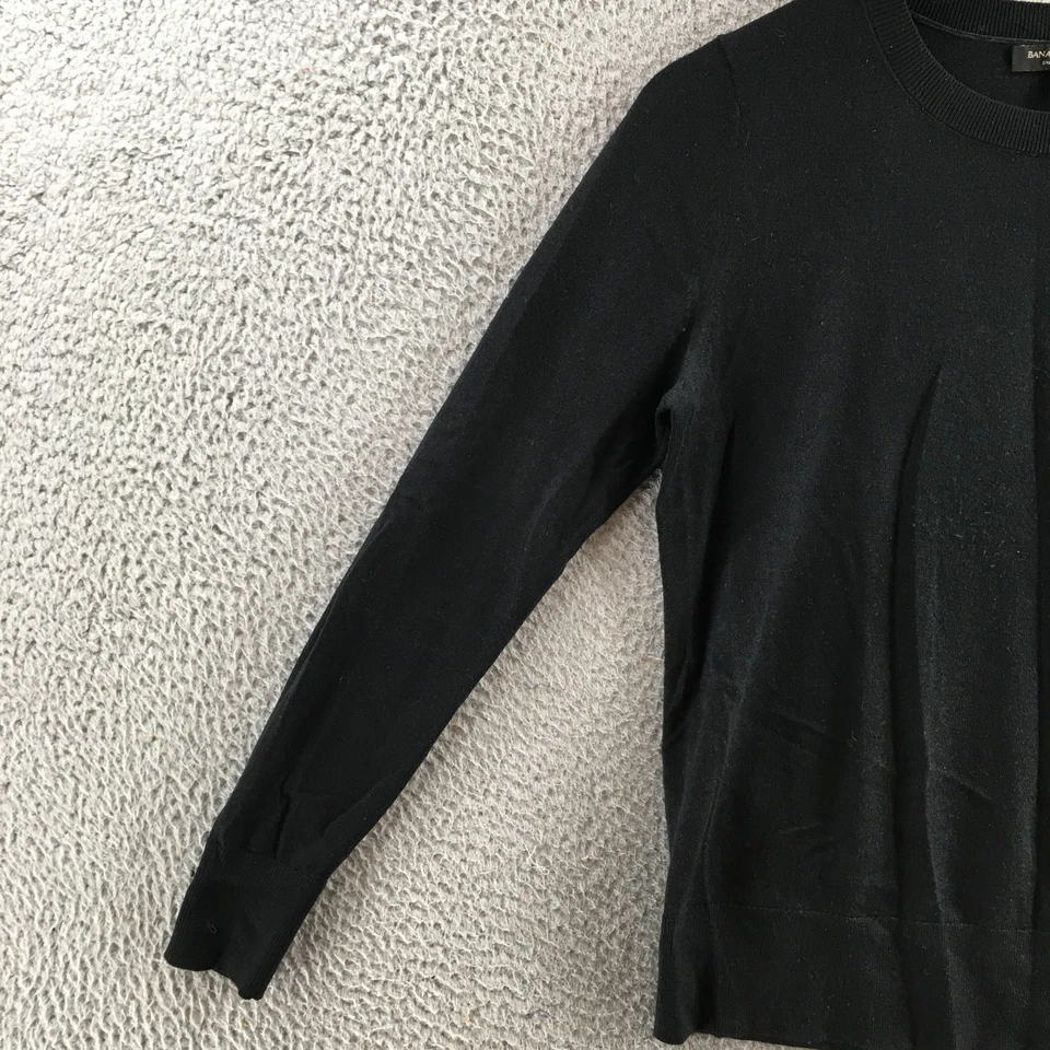 Suéter Banana Republic Mujer Pequeño Negro Manga Larga Pullover Ligero Foto 4 de 4