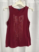 Gap Red Tank Sequins M Holiday Party Trendy Layering