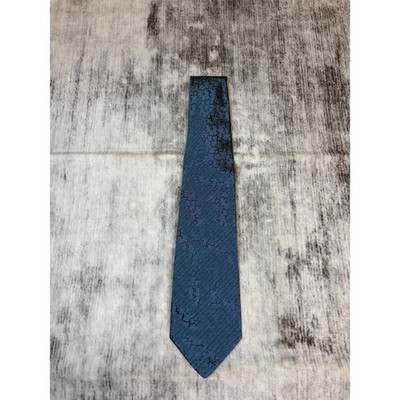 V2one Valentino Silk Tie Blue Black Crackle Pattern Made in Italy Designer