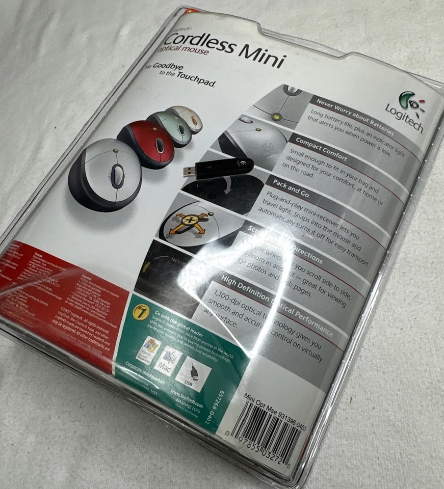 NEW - Logitech Cordless Mini Optical Mouse (931396-0403) Black & Silver New - Image 4 of 4