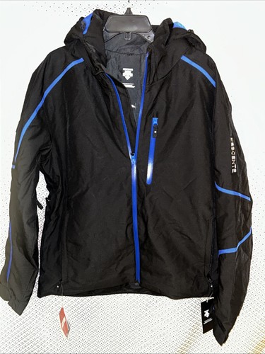 Descente Terro Mens Ski Jacket L Large Black Blue 09-8388 NWT Insulated Coat