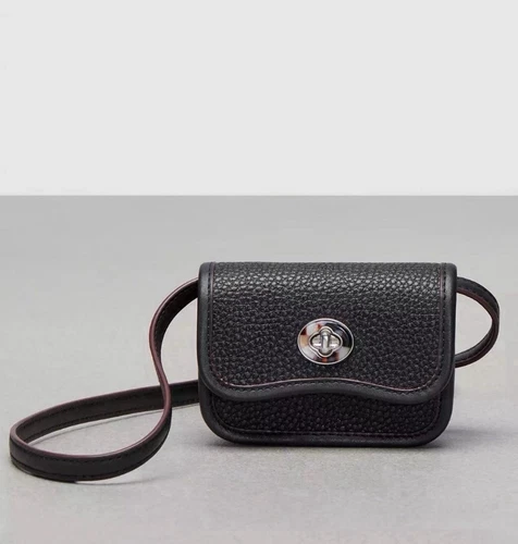 Coach Coach Coachtopia borsa a tracolla ondulata in pelle nera riciclata ciottoli nuova con etichette