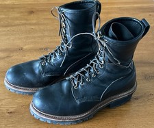 Vintage Red Wing 2218 Size 12D Steel Toe Black Leather Logger Boots * USA Made