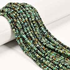 Natural African Turquoise Faceted Rondelle Beads Size 2x4mm 15.5'' Strand