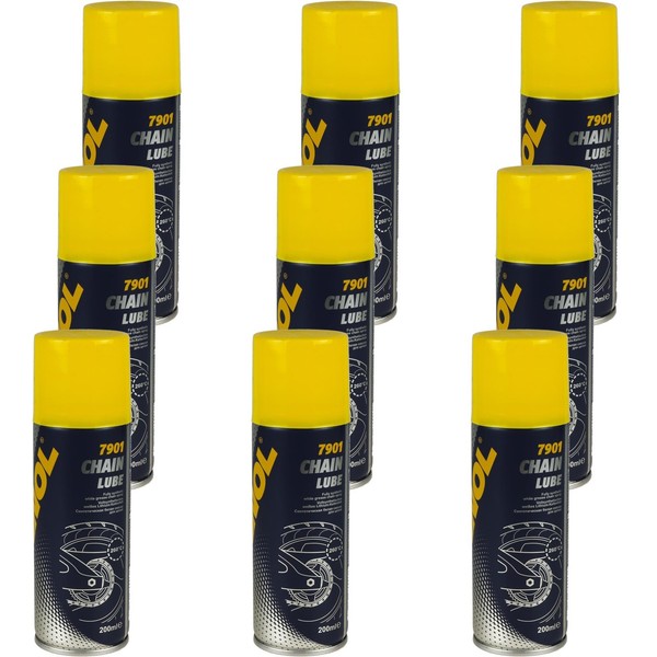 9X200Ml Original Mannol 7901 Chain Lube Kettenspray Schmierfett Kettenfett-image