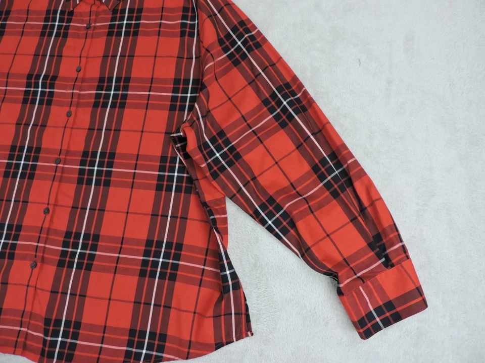 Foxcroft NYC Wrinkle Free Shirt Women's 22W Red Plaid Shaped Fit Top Button Up - Image 4 of 4