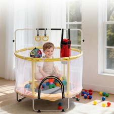 Mini indoor and OutdoorToddler Trampoline With Safety Net, Antislip Safe Design