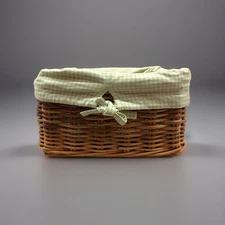 RARE Pottery Barn Kids Sabrina Basket Medium Chestnut Gingham liner 12”