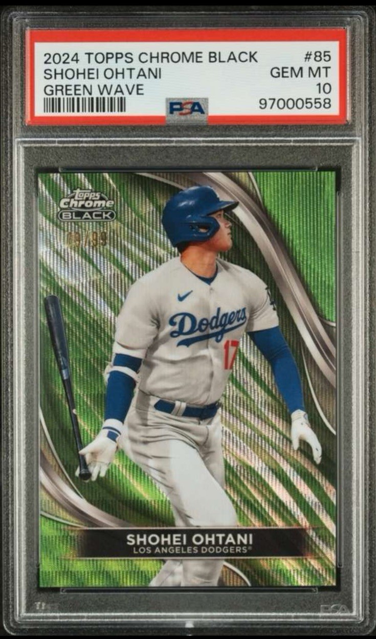 2024 Topps Chrome Black Shohei Ohtani #85 Green Wave Refractor /99 PSA 10 GEM MT