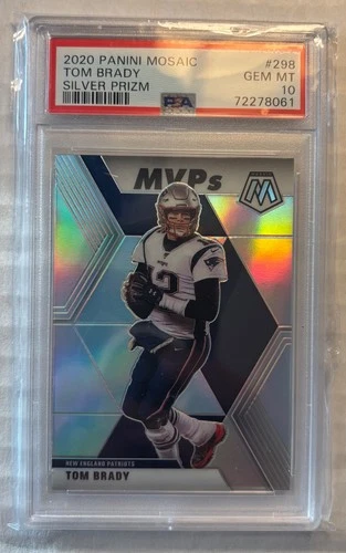 2020 PANINI MOSAIC TOM BRADY SILVER PRIZM GRADED PSA GEM MINT 10!