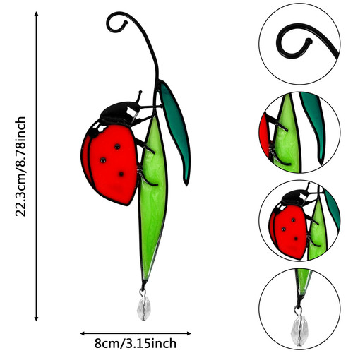 1 Stück Buntglas Marienkäfer Fensterbehang perfektes Geschenk für Garten, Hof, Zäune - Bild 15 von 24