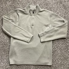 Eddie Bauer Pullover Sweater Men's Large Tan 1/4 Zip Long Sleeve Mock Neck