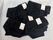 Womens Lot Of 5 Auden Black Thong Panties Size M NWT