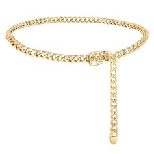 Chain Belt For Women Adjustable Waist Belt M: Fits waist 27.5-33.5 inches Gold