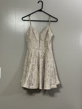 Speechless Womens Gold Sequins Sweetheart Sleeveless Dress Size 9 C24