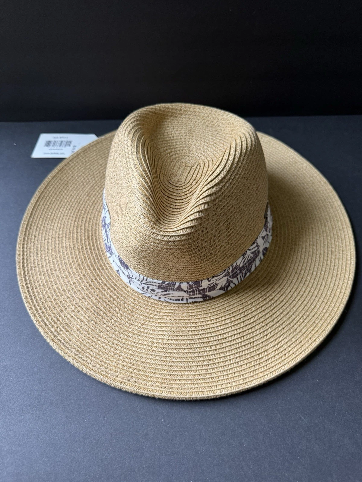 Straw Sun Hat Handwoven Beige Boho Resort Travel Beach Coastal UPF 50 Fedora