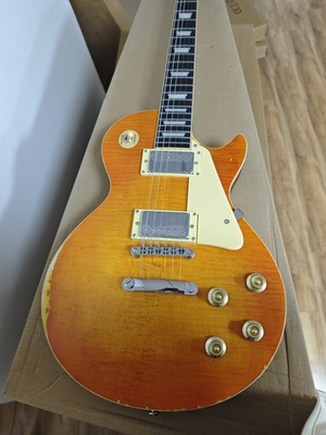 #ad #ad Yellow gradient LP made old electric guitar HH pickup rosewood fingerboard $318.25