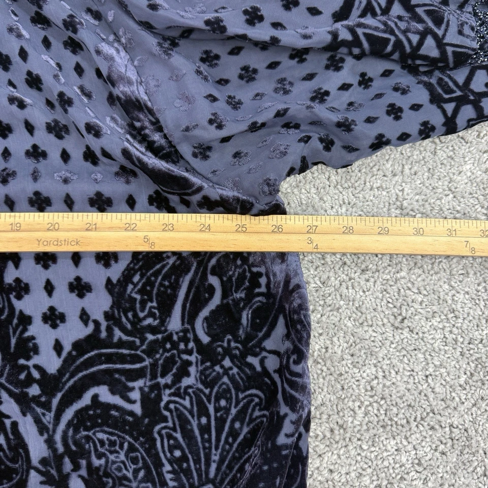 Quimono Chicos Velvet Burnout G/XL azul marinho capricho franja frisada glam boho - Imagem 4 de 4