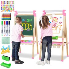 Joyooss Kids Easel Adjustable Height Double-Sided Art Board with Tray Pink