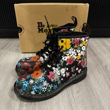 Dr Martens 1460 Floral Mashup Hydro Combat Boots Junior Kids Size 4 New