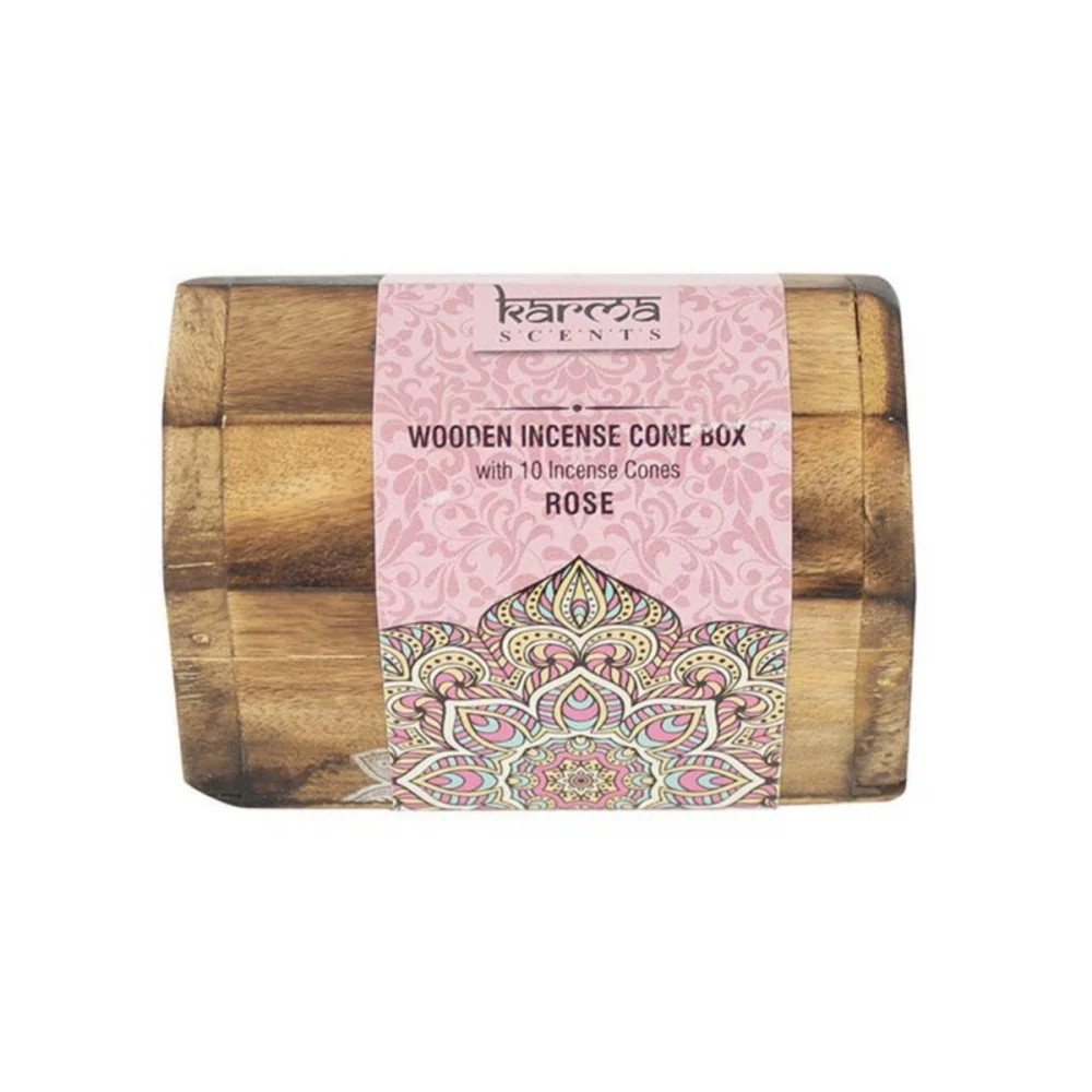 Rose Incense Cones – 10 Dhoop Cones in Wooden Jali Gift Box