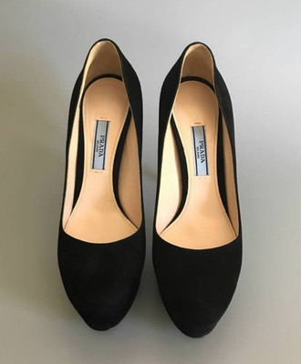 Prada Black Suede Platform y2k Heels Pumps 5.5/35.5 EUC