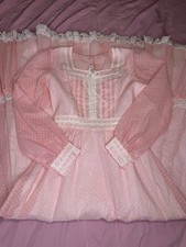 Vintage Prairie Dress Pink Polka Dots 70s Milkmaiden Cottagecore Gunne Sax Style