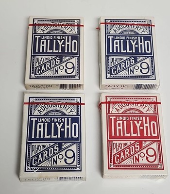 Tally-Ho No.9 Fan Back Poker Cards 1 Red 3 Blue Sealed New