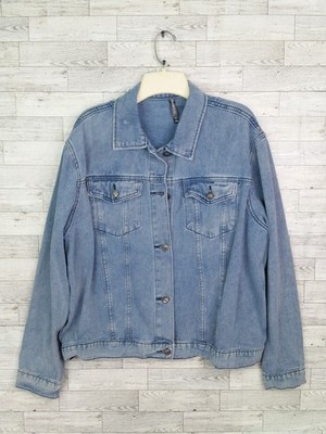 Women's Plus Size 3X Crazy Train Denim Jacket Blue Jean Jacket Top Button Front