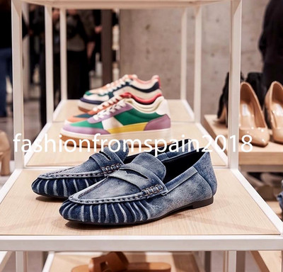 ZARA NEW WOMAN DENIM EFFECT LOAFERS SHOES BLUE 35-42 3571/710/400