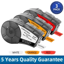 3PK M21-750-595 Label Tape Cartridge For Brady BMP21 White Red Vinyl 3/4" x 21'